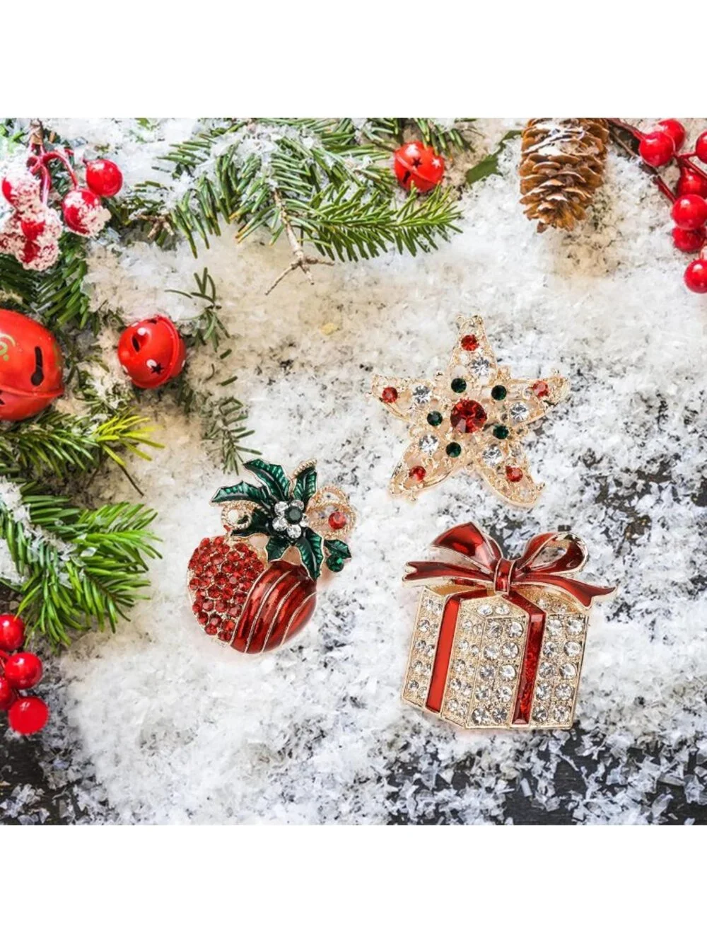 12PCS Festive Christmas Brooch Set for Women - Holiday Pins & Accessories